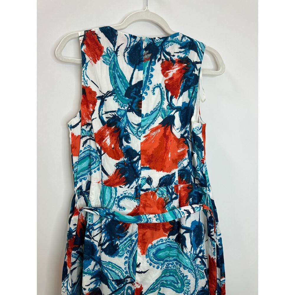 New Talbots Tropical Floral Fit-And-Flare Dress Red Teal White 12P 12 Petite - Picture 10 of 15